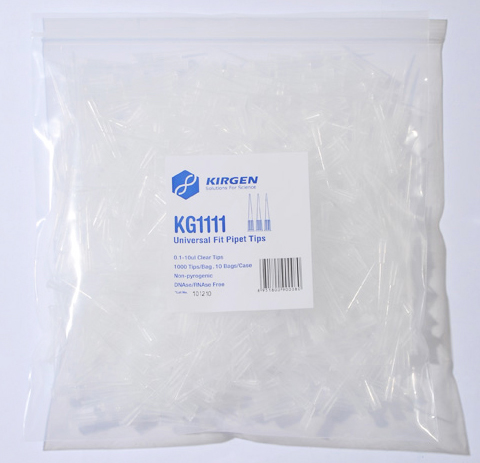 美國KIRGEN科進(jìn) KG1111 0.5-10ul吸嘴 無(wú)色袋裝 1000支/包 10包/箱